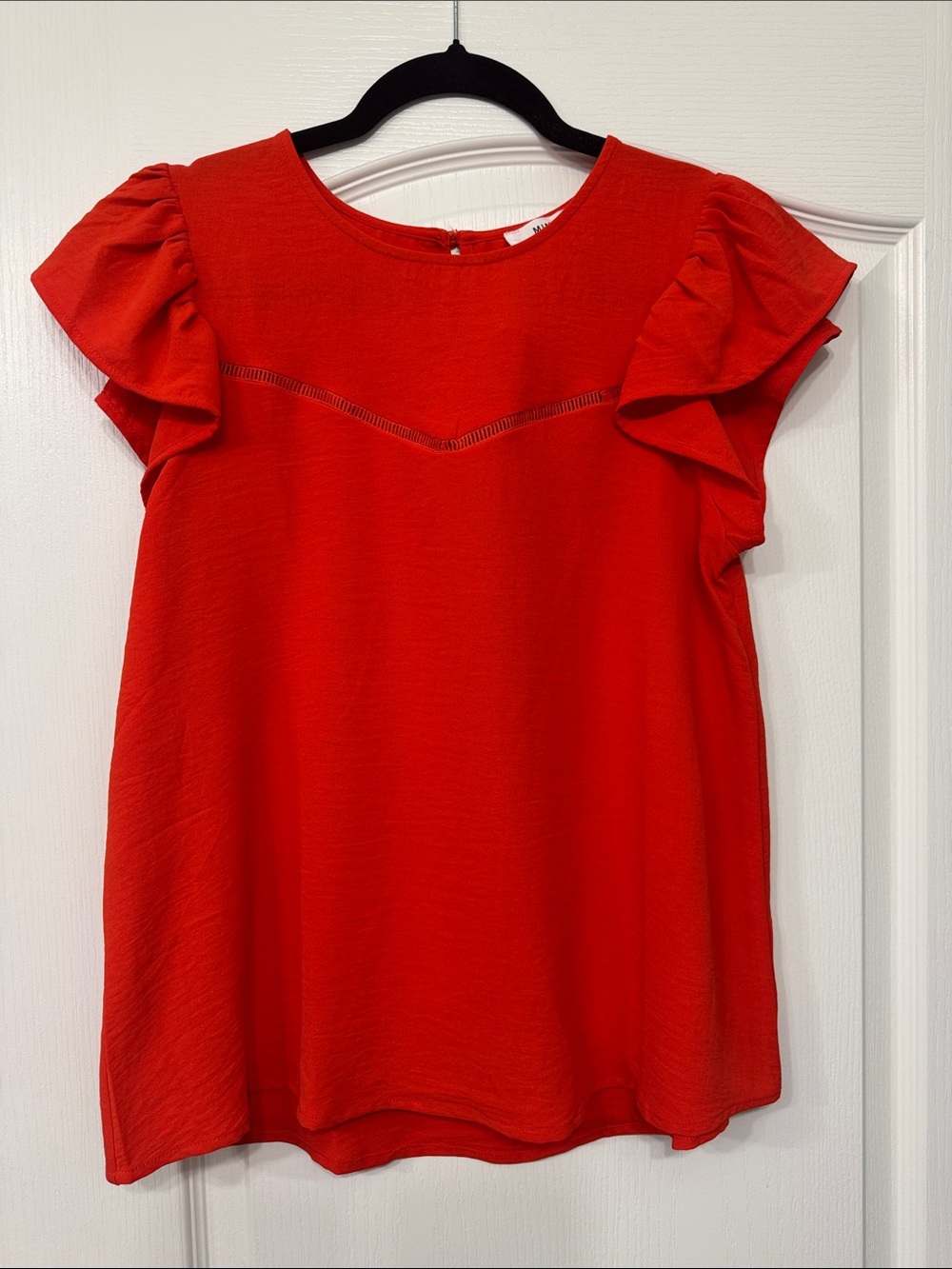 Women’s Orange Ruffle Sleeve Blouse